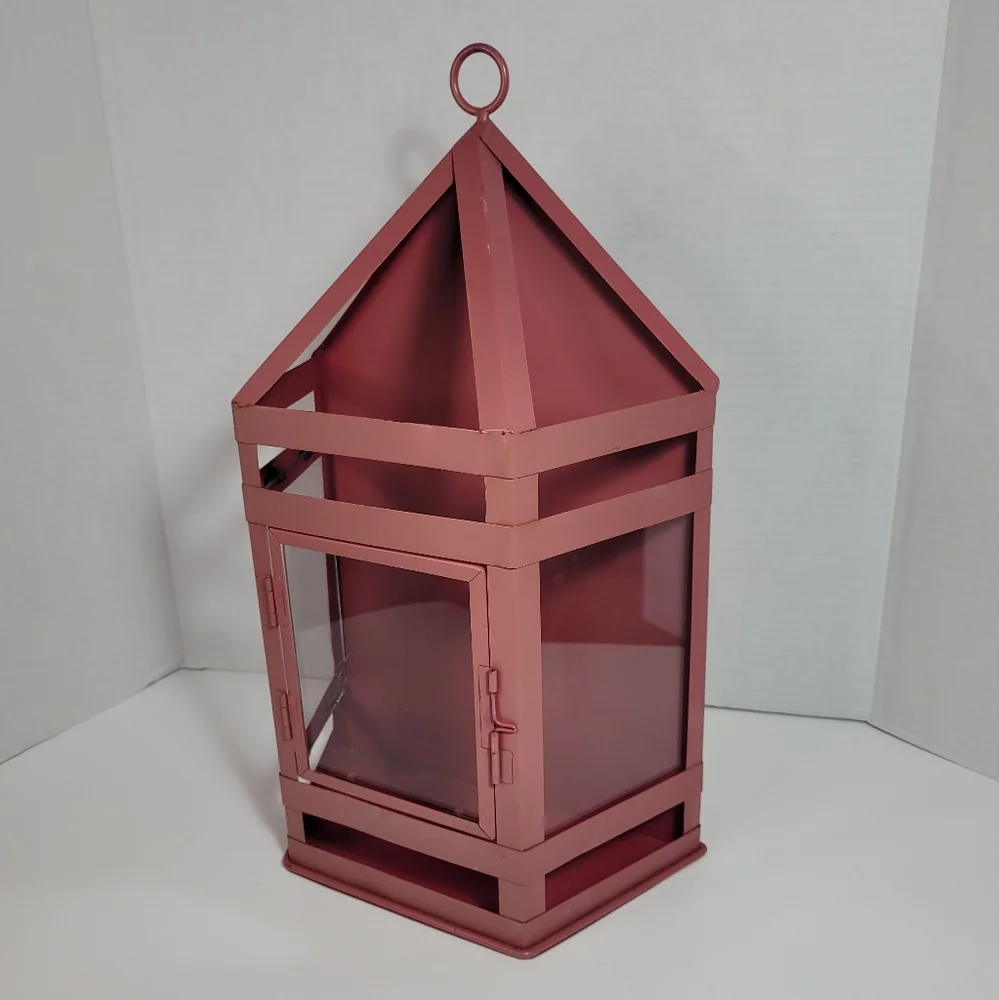Charming Extra Large Metal and Glass Vintage Lantern Wall Sconce Rare